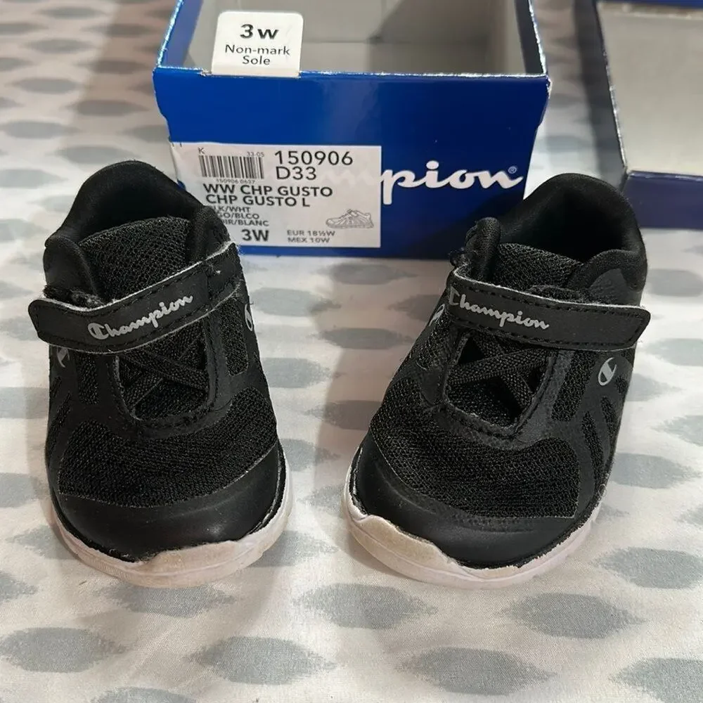 Champion Shoes Sneakers Size 3W Black White Tennis Shoes